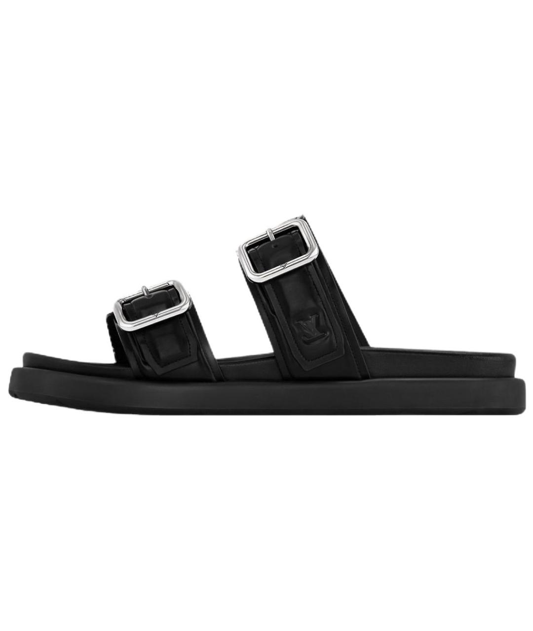 LOUIS VUITTON Черные кожаные сандалии, фото 3