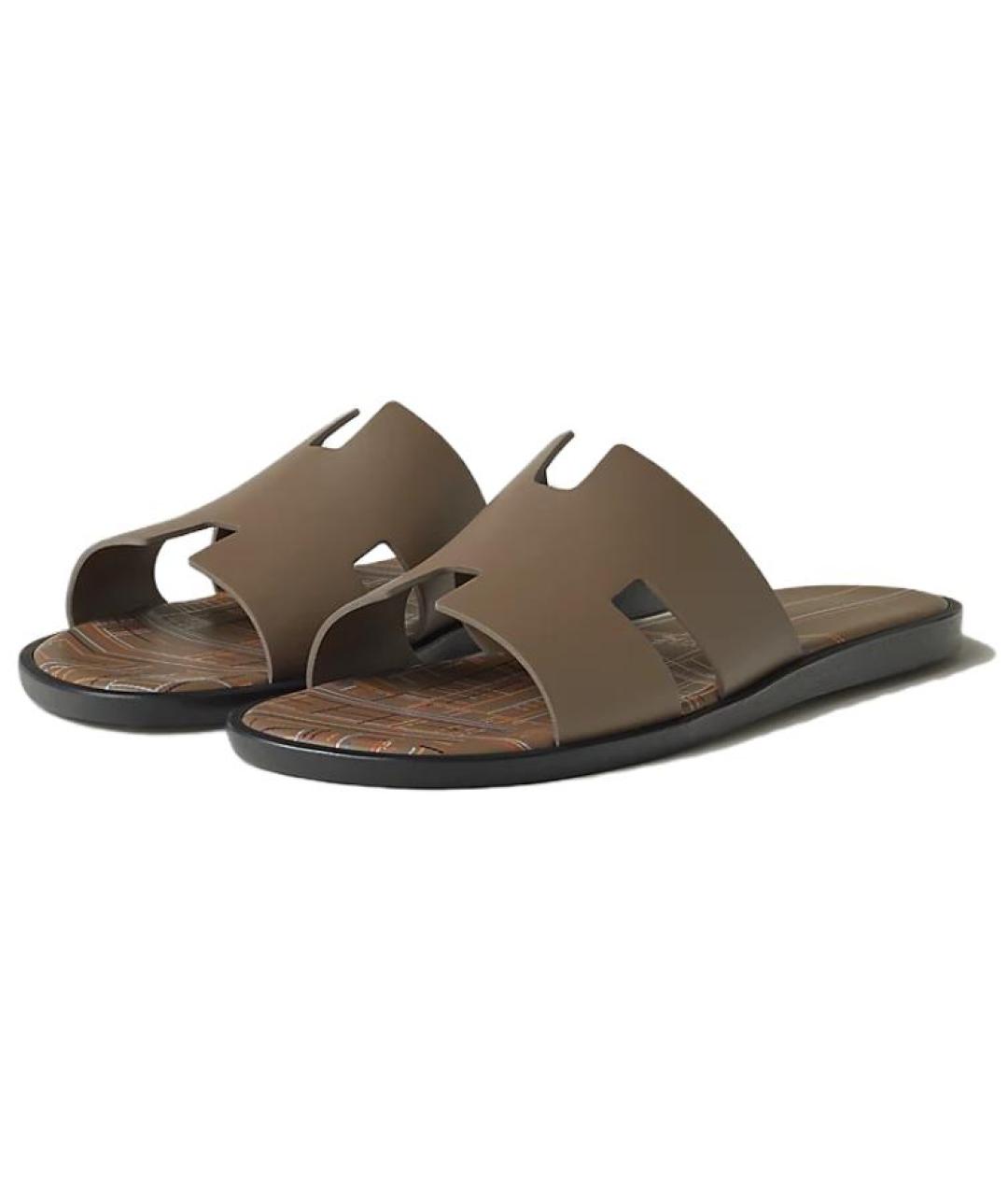 HERMES Бежевые кожаные сандалии, фото 3