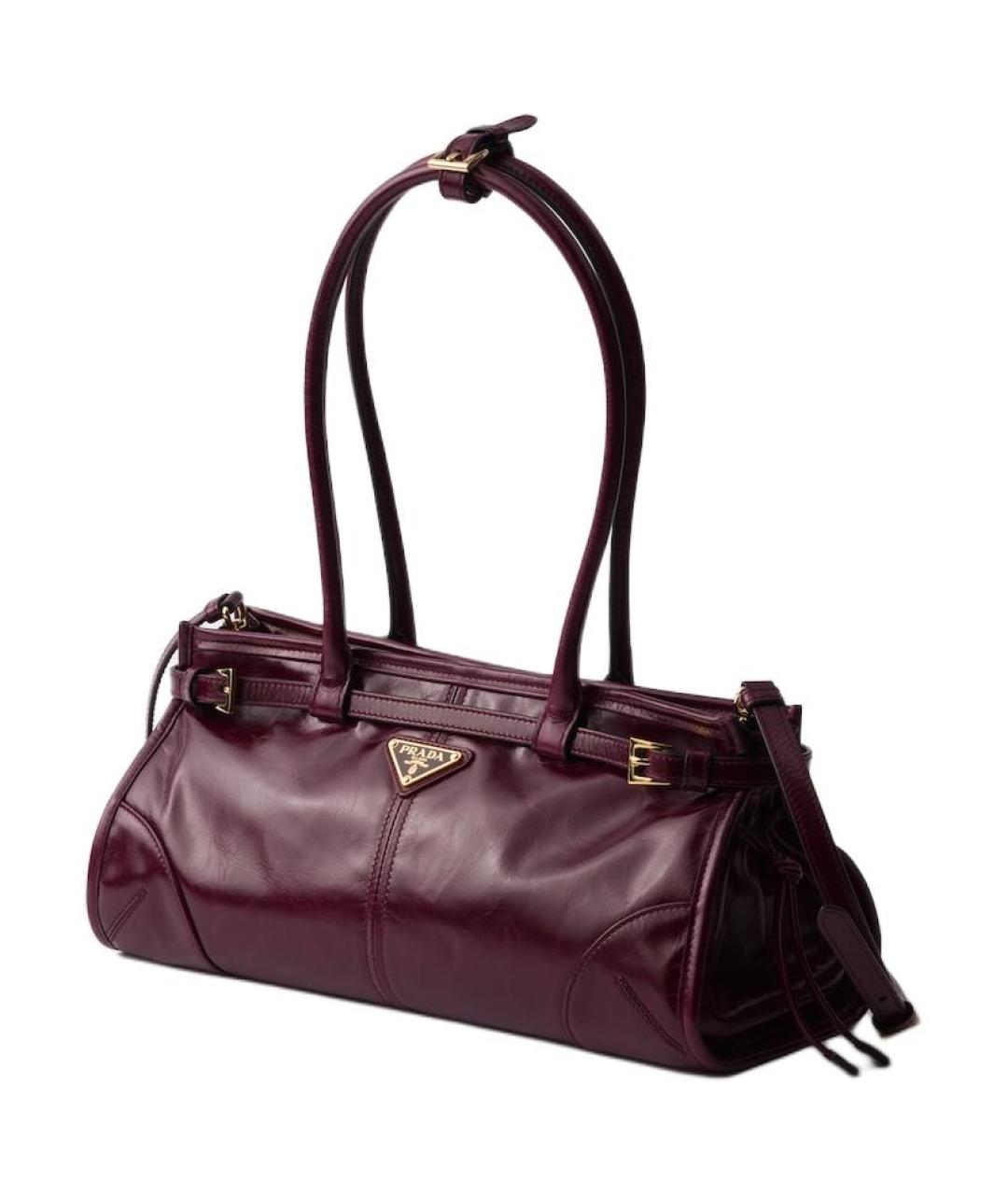 PRADA Бордовая кожаная сумка через плечо, фото 2