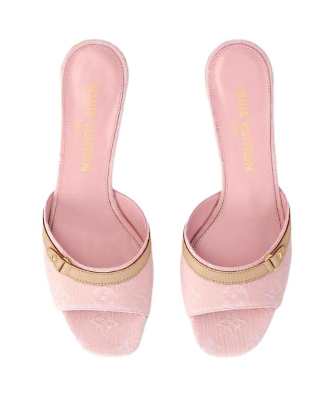 LOUIS VUITTON Розовые текстильные шлепанцы, фото 4