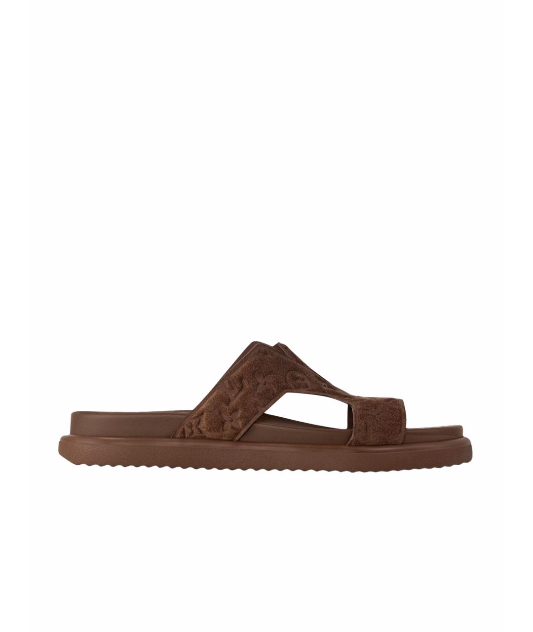 LOUIS VUITTON Коричневые кожаные сандалии, фото 5