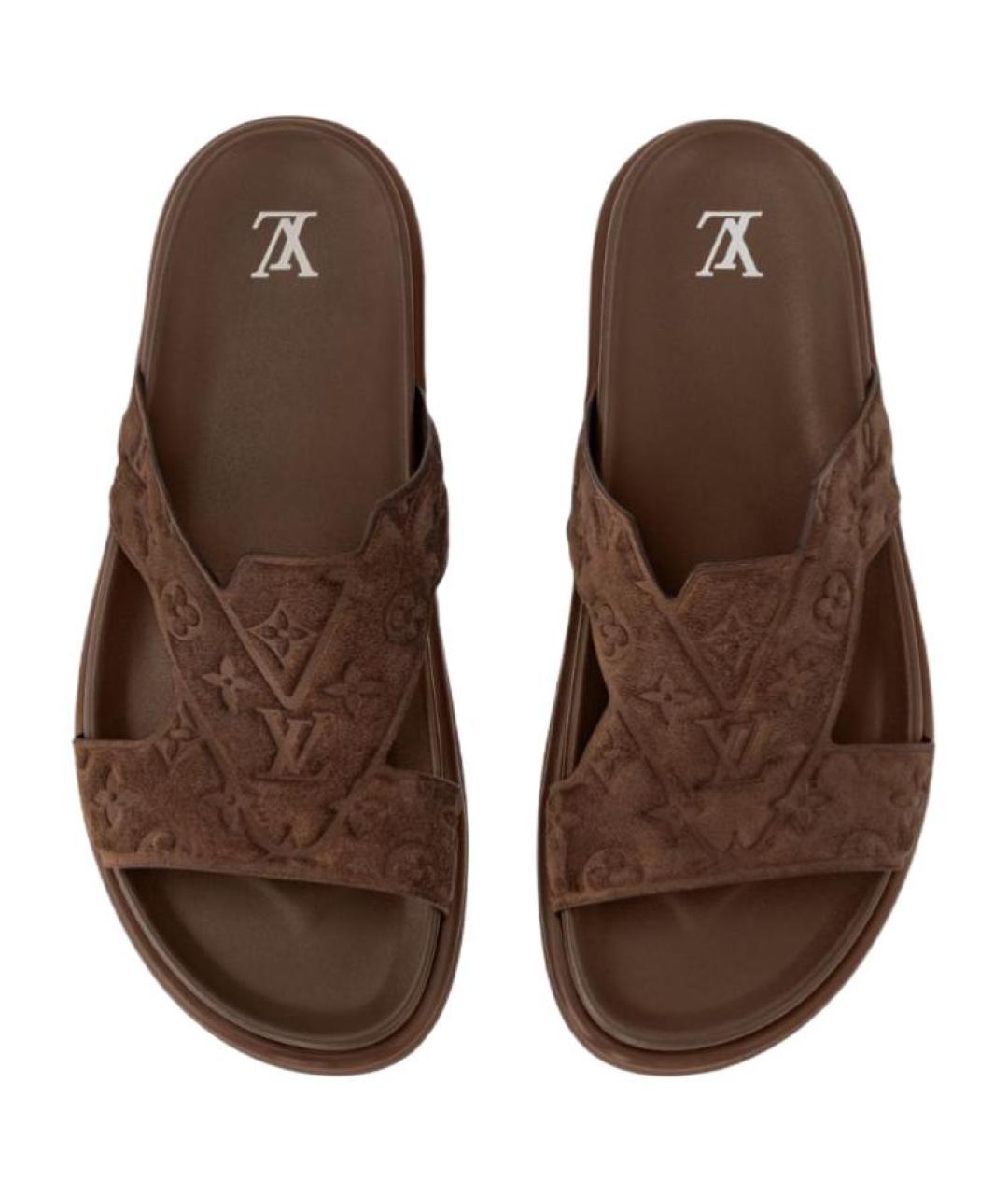 LOUIS VUITTON Коричневые кожаные сандалии, фото 3