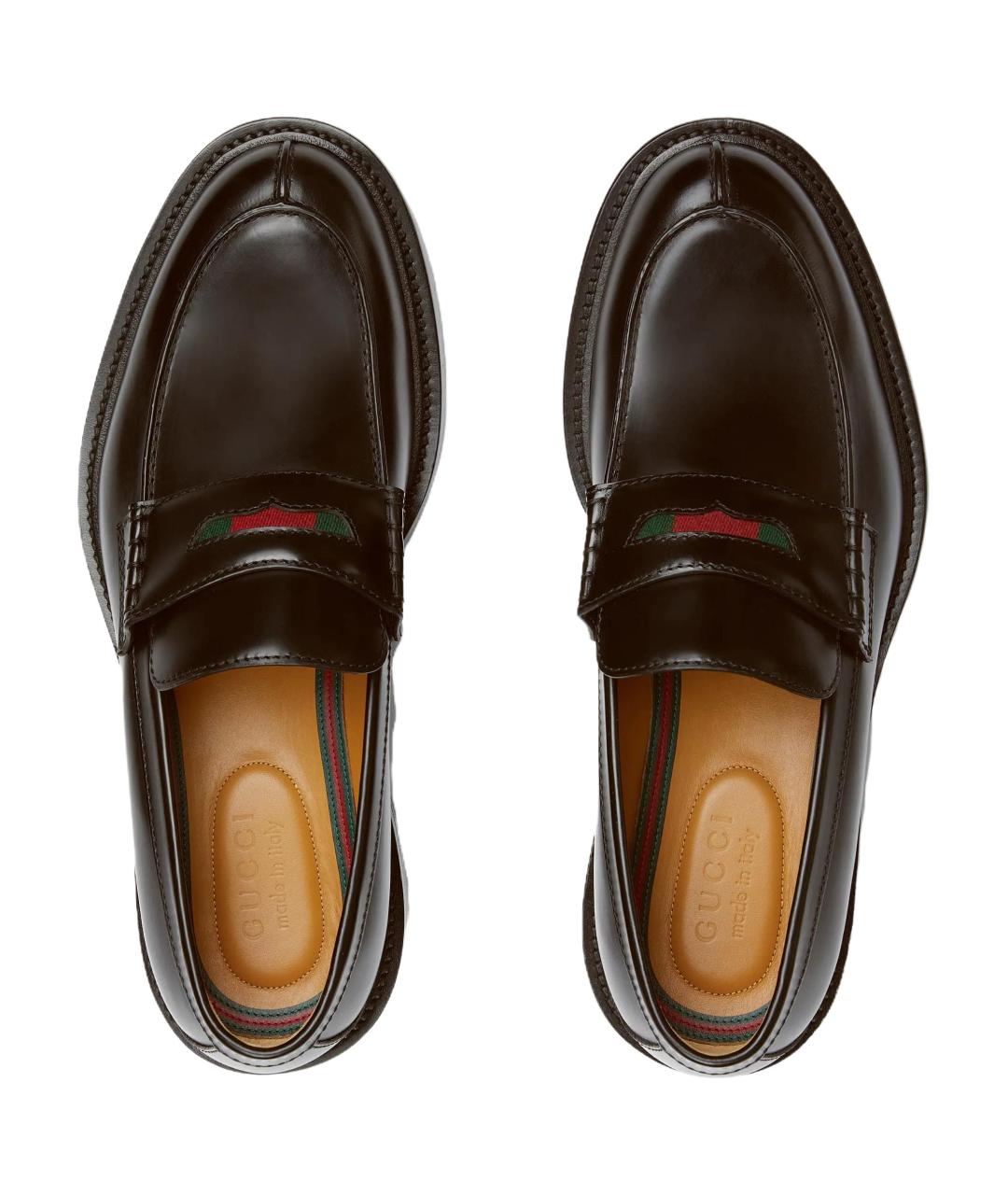 GUCCI Коричневые кожаные лоферы, фото 3