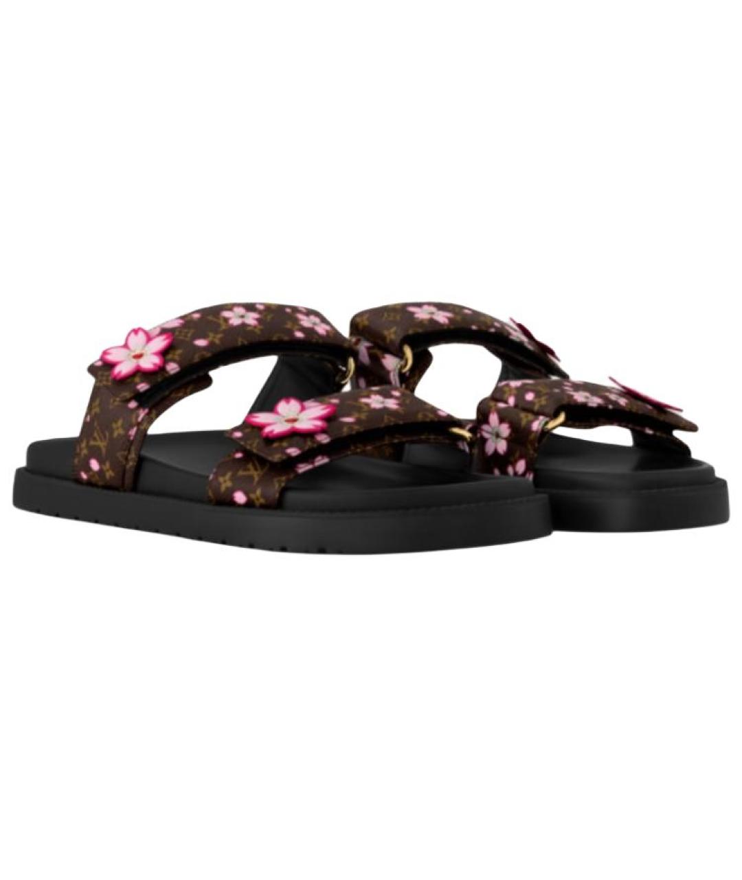 LOUIS VUITTON Коричневые кожаные сандалии, фото 2