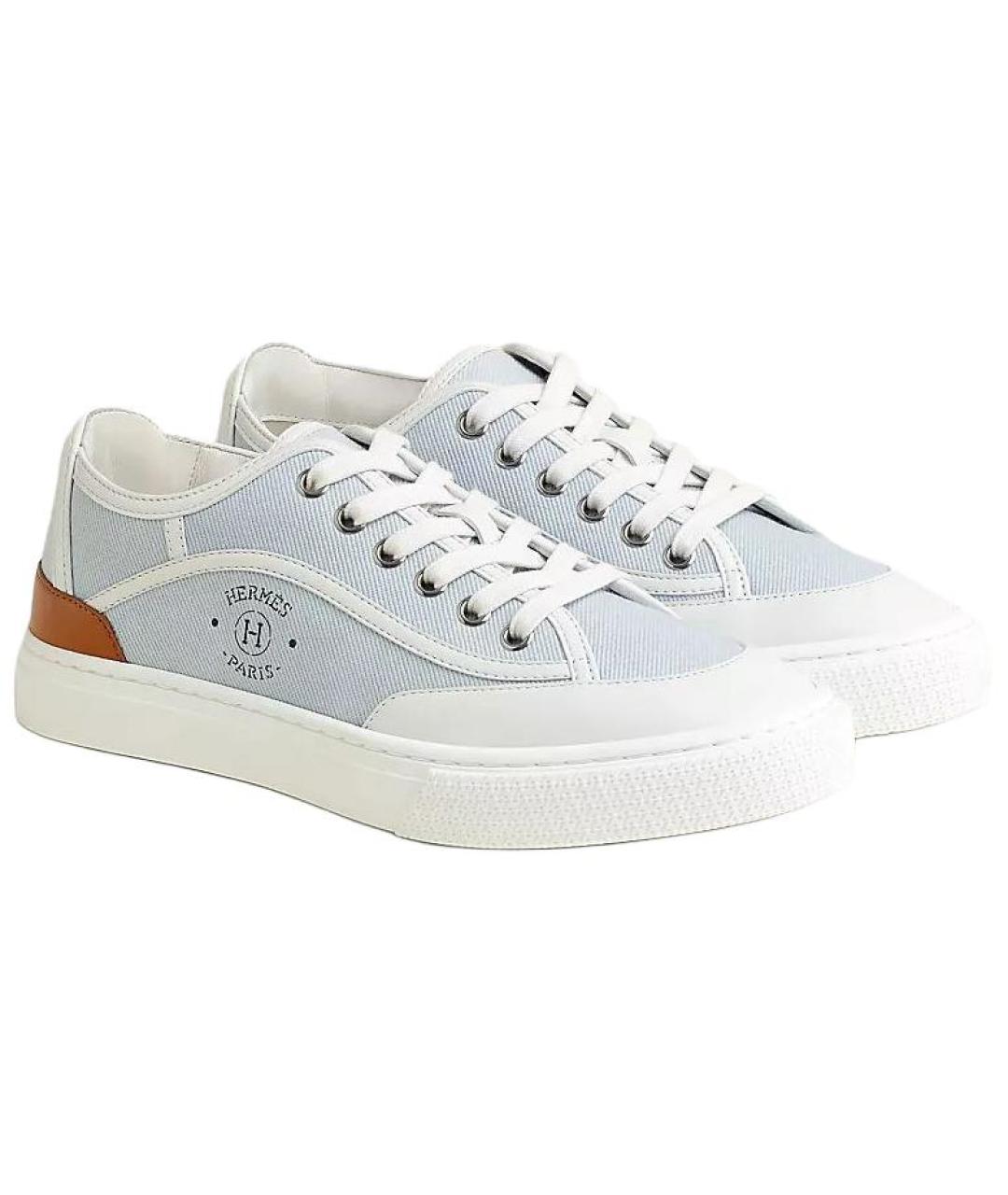 HERMES Голубые текстильные кеды, фото 2