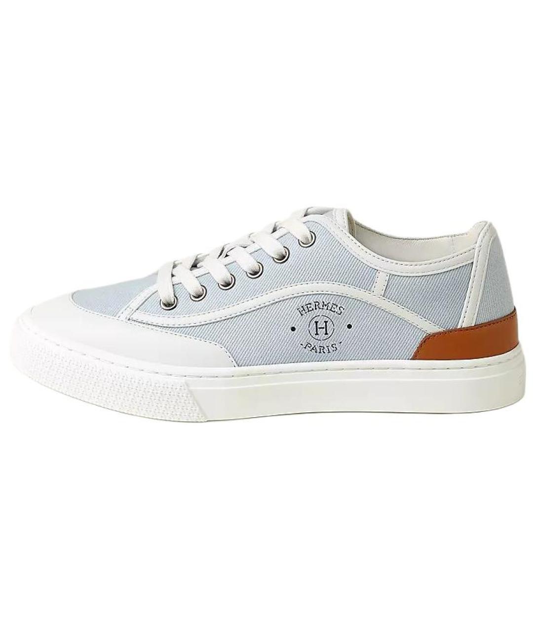 HERMES Голубые текстильные кеды, фото 3