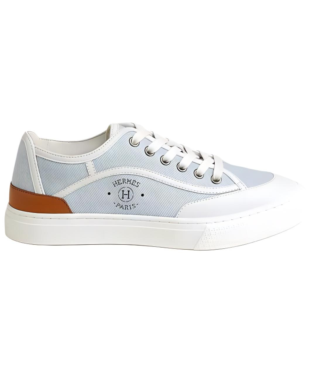 HERMES Голубые текстильные кеды, фото 1