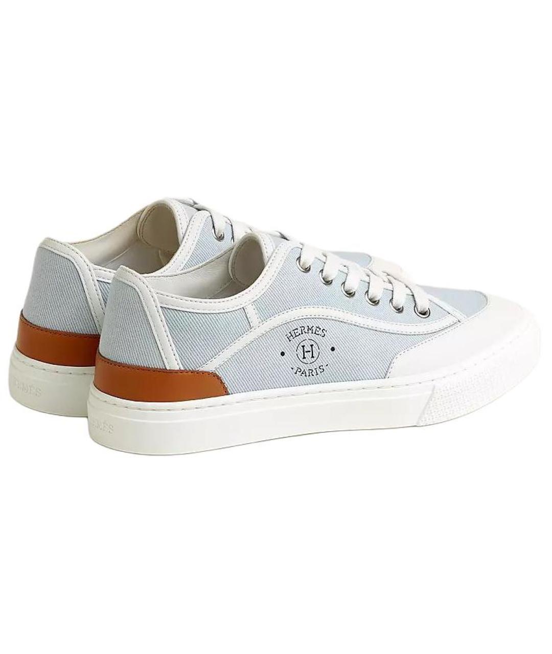 HERMES Голубые текстильные кеды, фото 4
