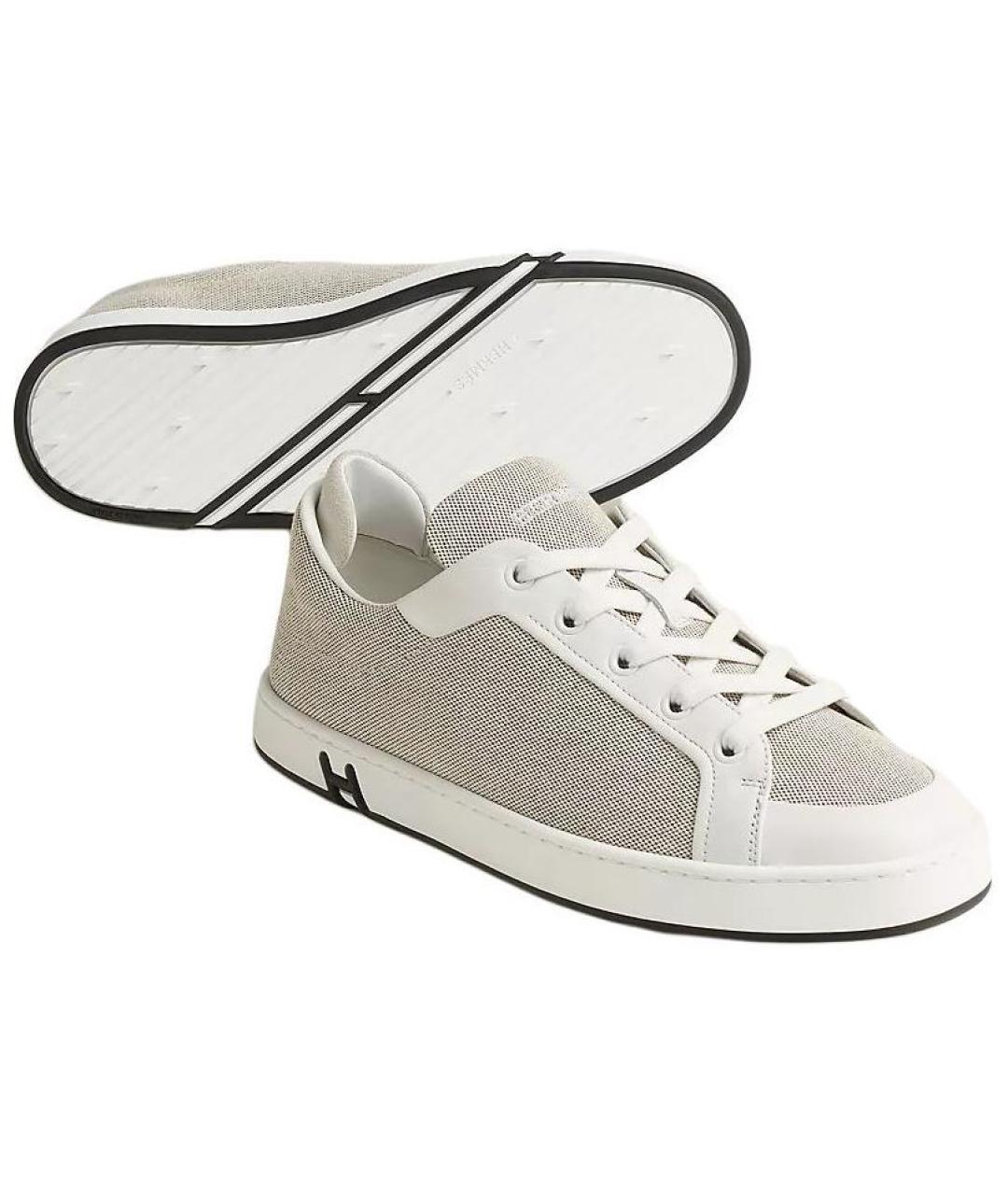 HERMES Серые текстильные кеды, фото 4