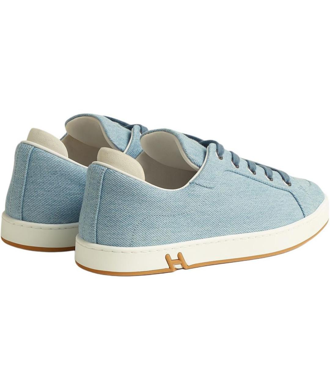 HERMES Голубые текстильные кеды, фото 3