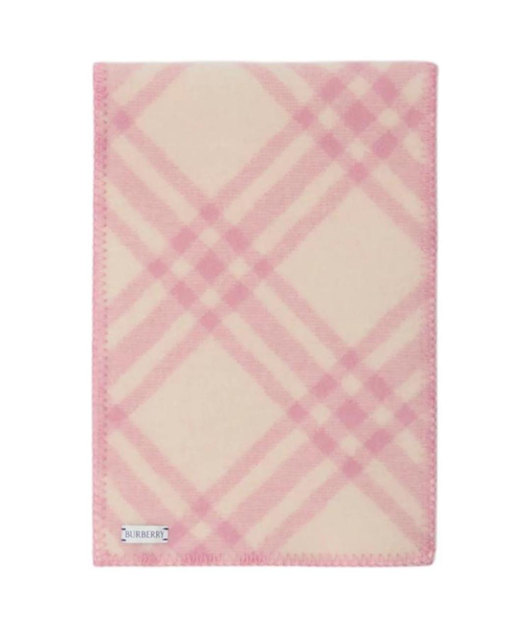 BURBERRY Розовый шерстяной шарф, фото 2