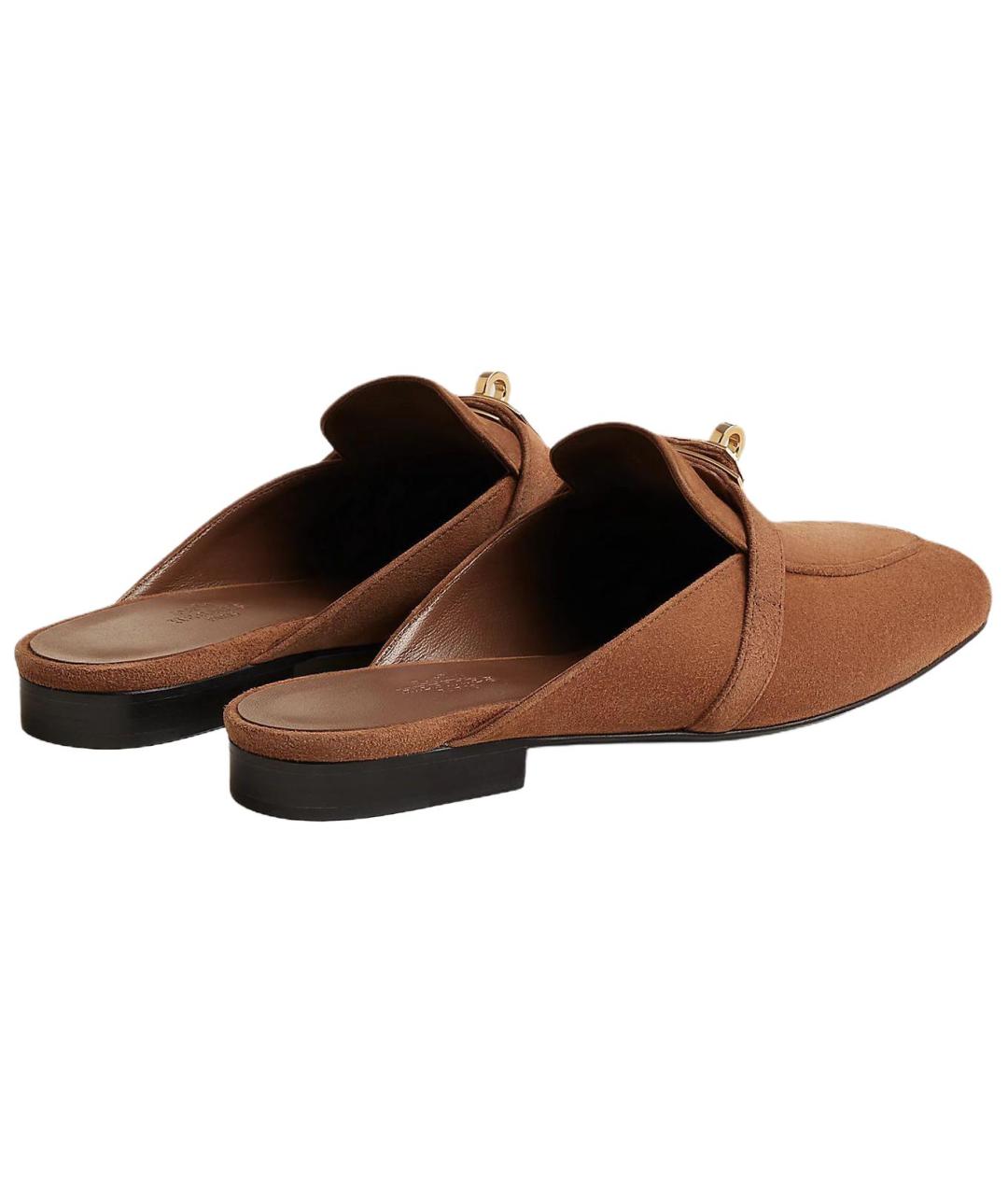 HERMES Коричневые замшевые мюли, фото 4
