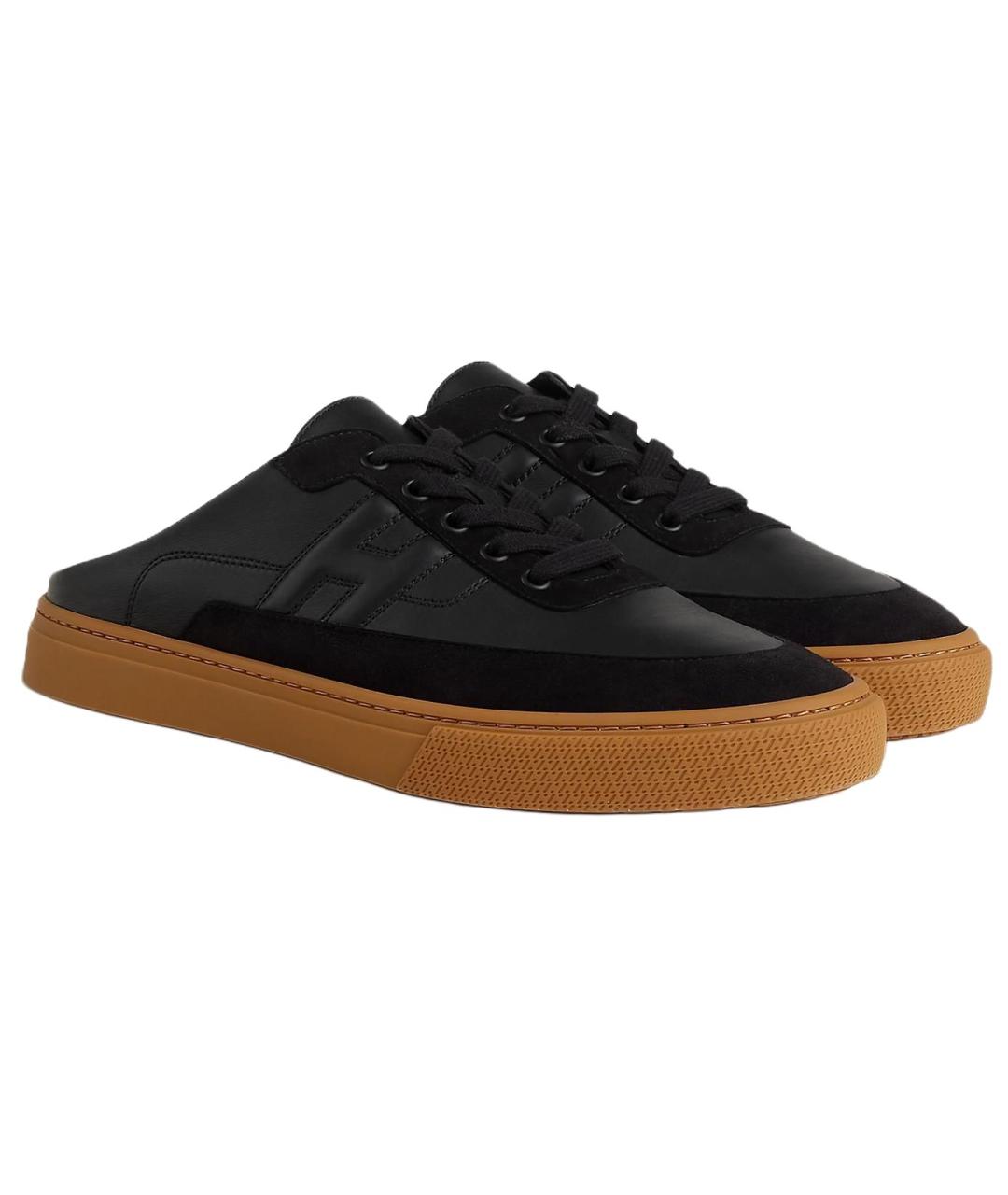 HERMES Черные замшевые слипоны, фото 2