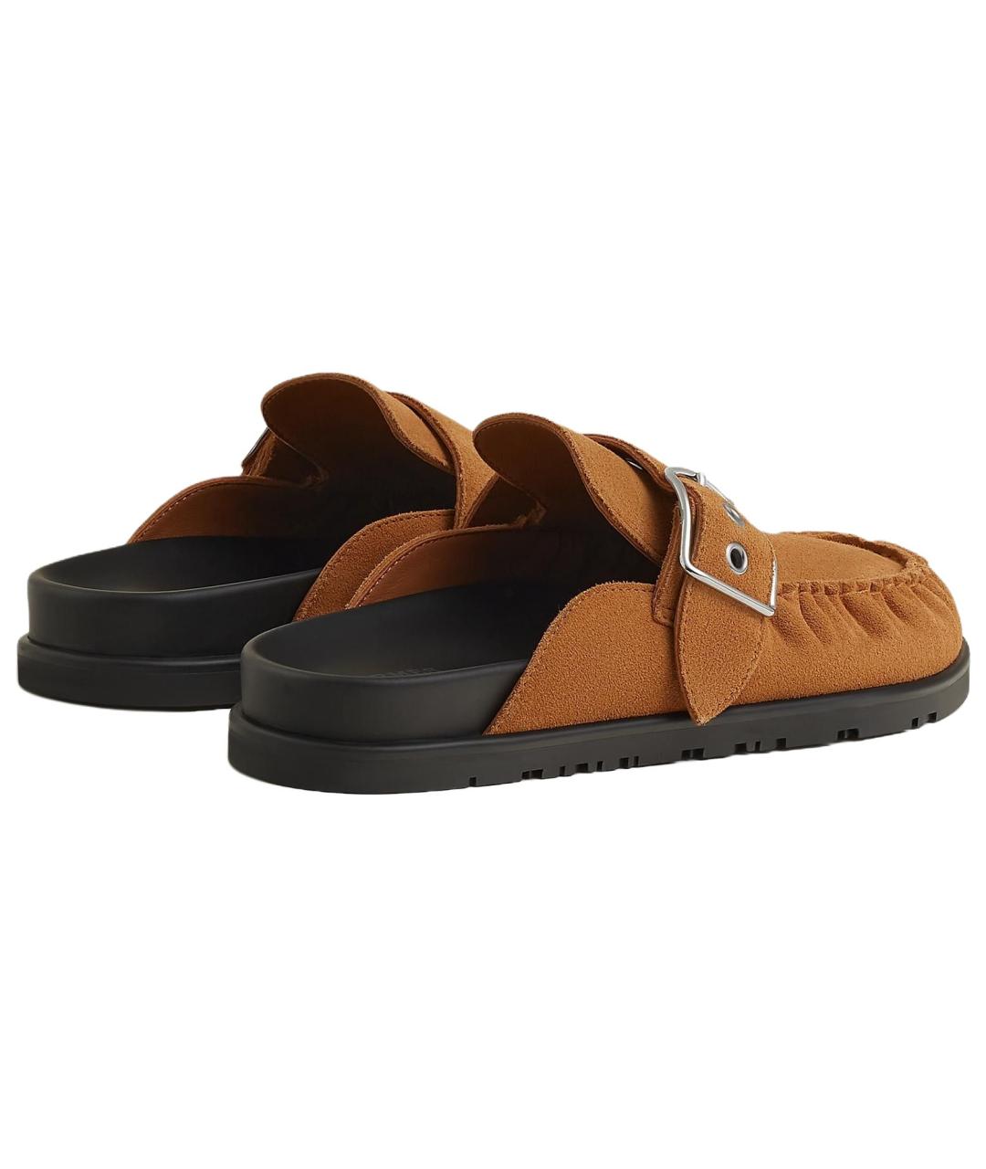 HERMES Коричневые замшевые мюли, фото 4