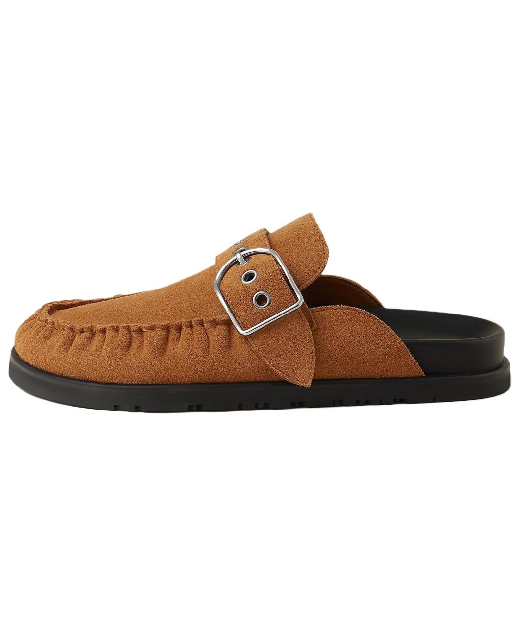 HERMES Коричневые замшевые мюли, фото 2