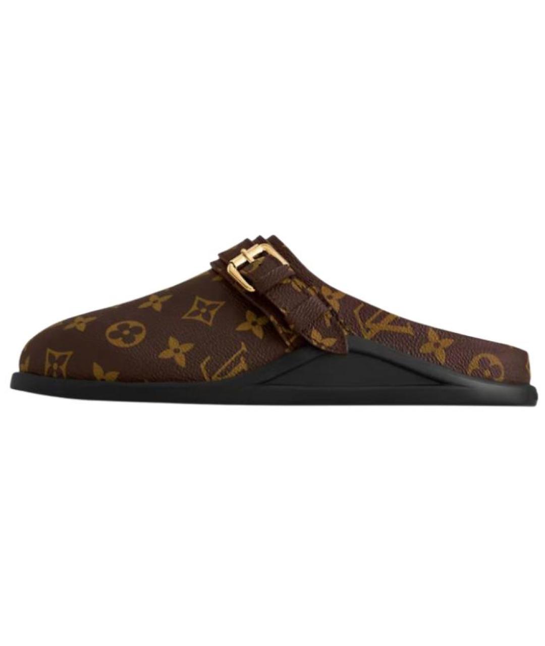 LOUIS VUITTON Коричневые кожаные мюли, фото 2