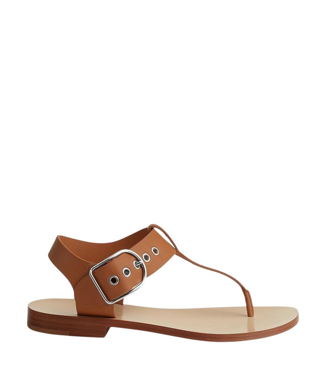 HERMES Коричневые кожаные сандалии, фото 1