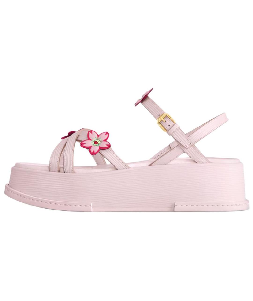 LOUIS VUITTON Розовые кожаные сандалии, фото 2