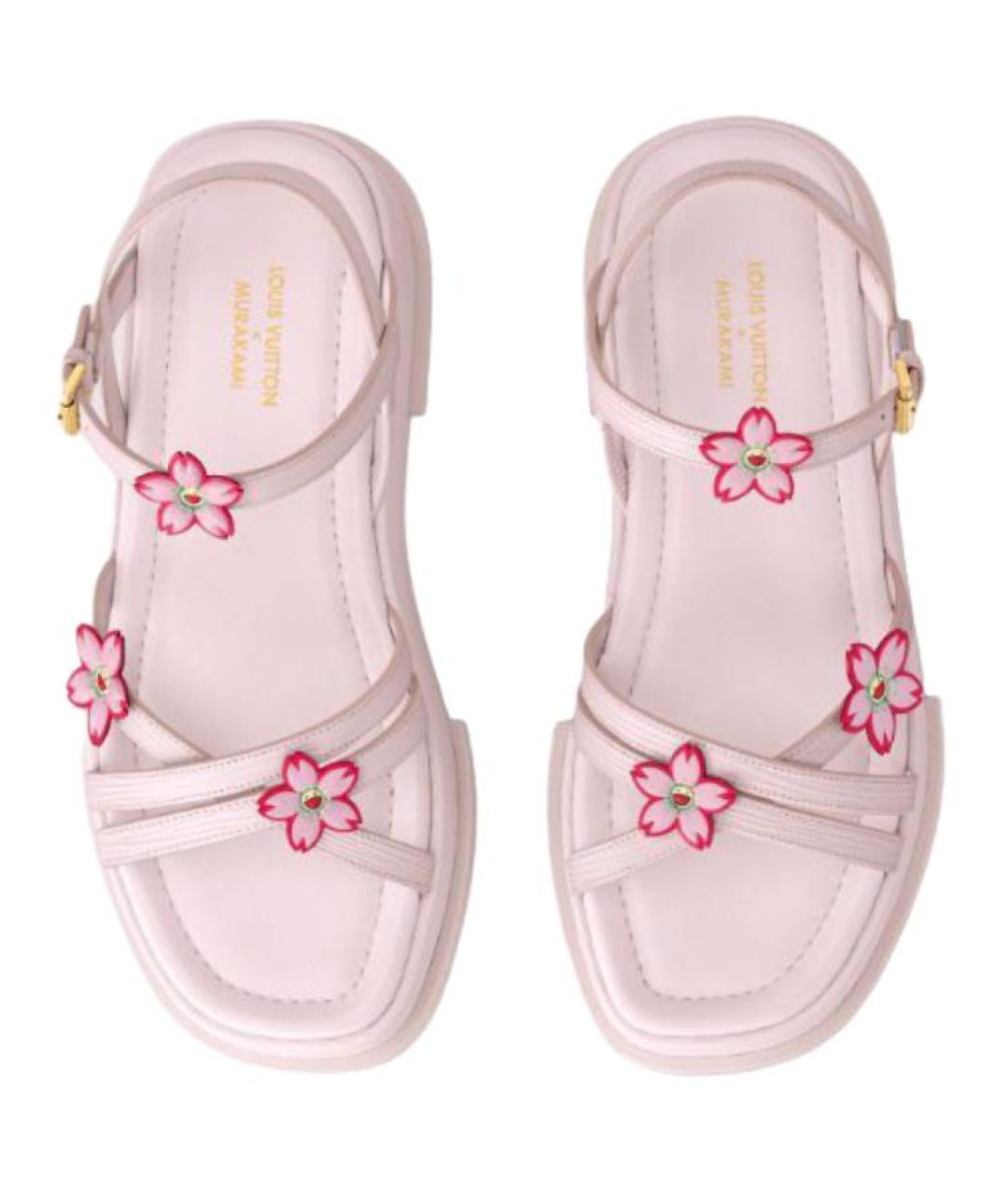 LOUIS VUITTON Розовые кожаные сандалии, фото 4