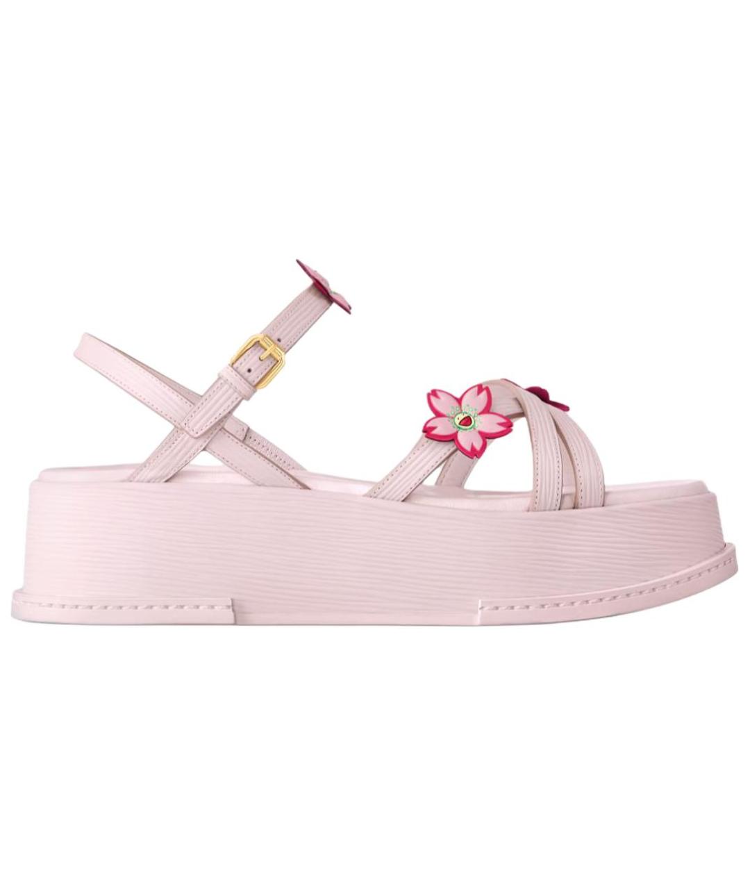 LOUIS VUITTON Розовые кожаные сандалии, фото 1