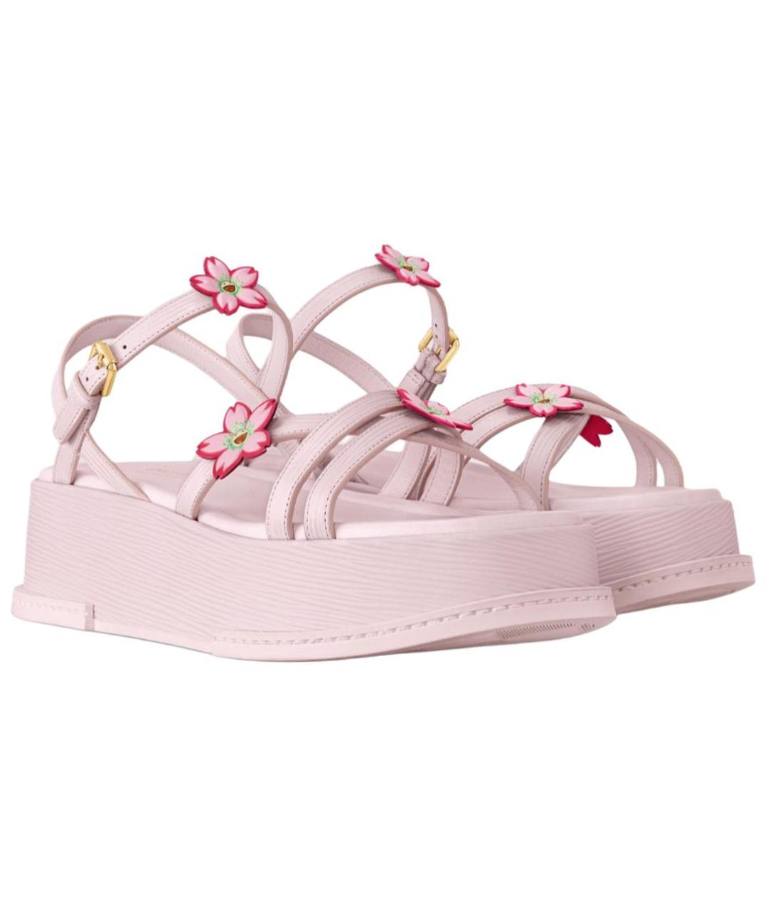 LOUIS VUITTON Розовые кожаные сандалии, фото 3