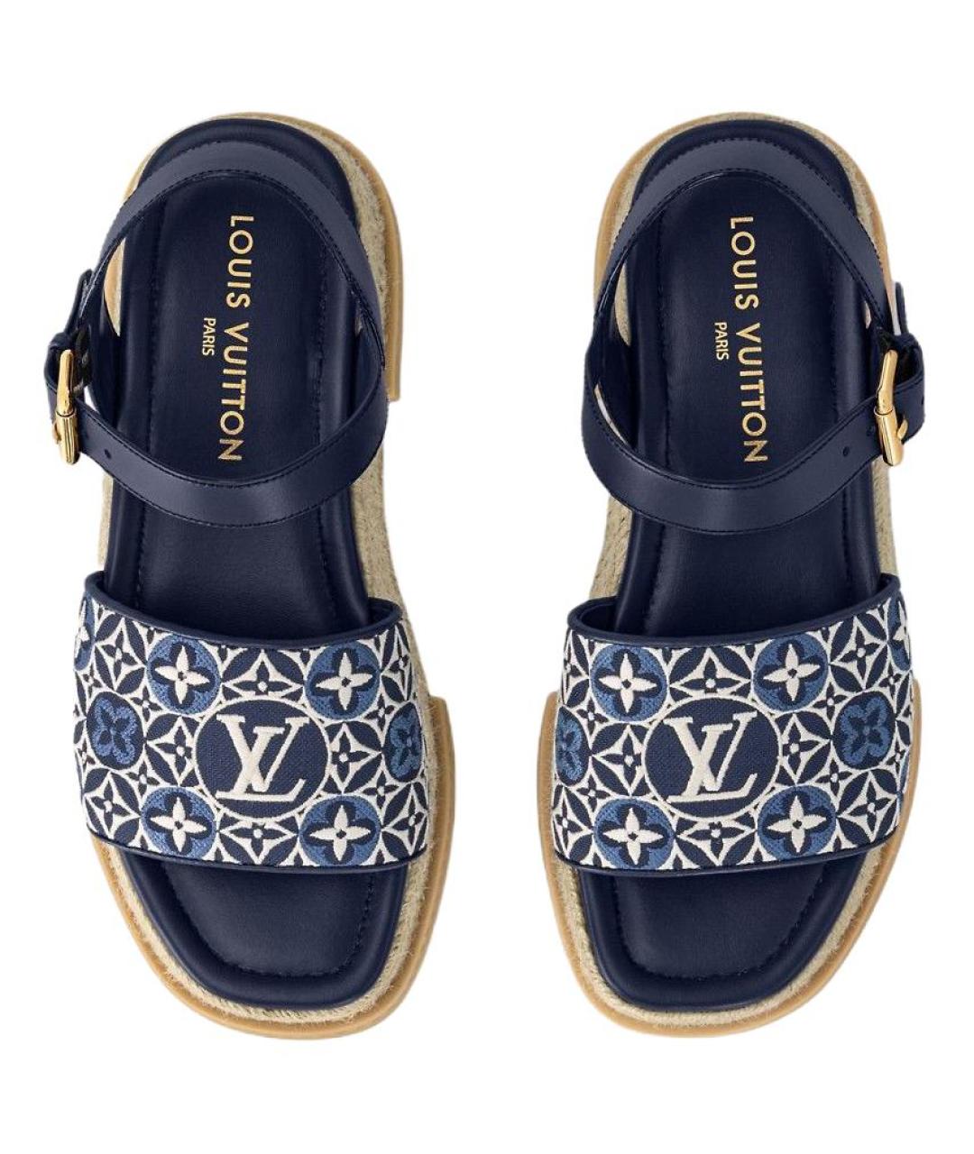 LOUIS VUITTON Синие кожаные сандалии, фото 4