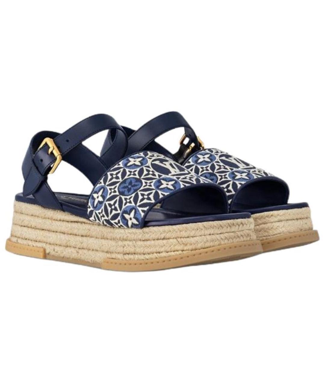 LOUIS VUITTON Синие кожаные сандалии, фото 3