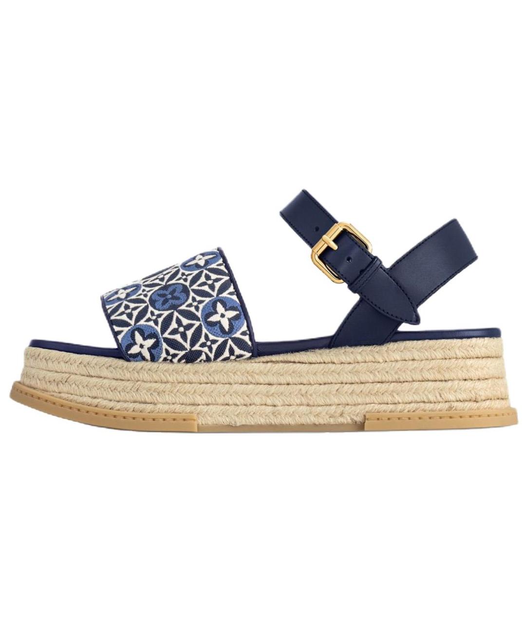 LOUIS VUITTON Синие кожаные сандалии, фото 2