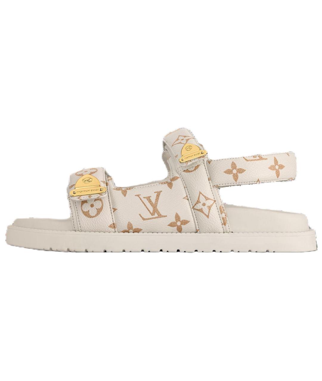 LOUIS VUITTON Белые кожаные сандалии, фото 5