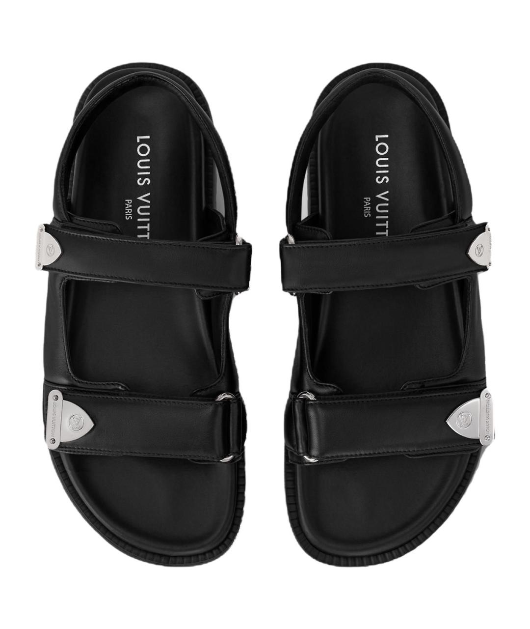 LOUIS VUITTON Черные кожаные сандалии, фото 3