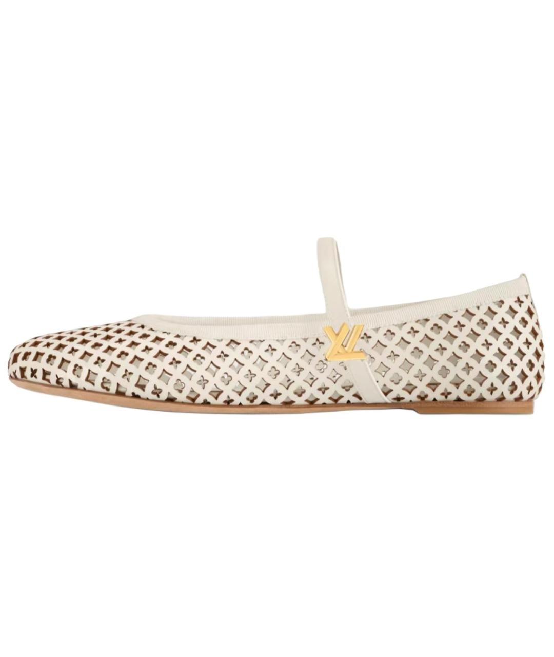 LOUIS VUITTON Бежевые кожаные балетки, фото 2