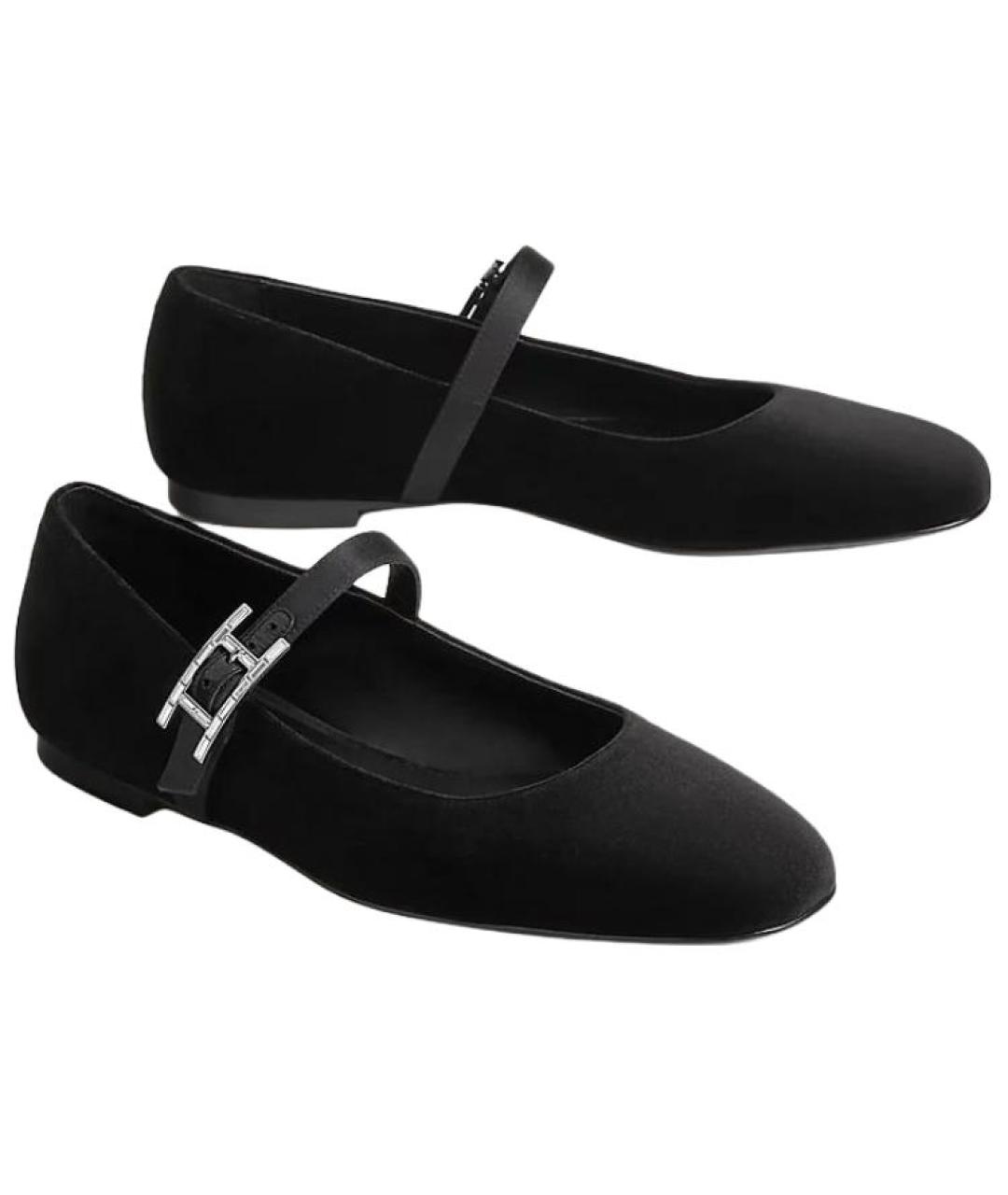 HERMES Черные балетки, фото 3