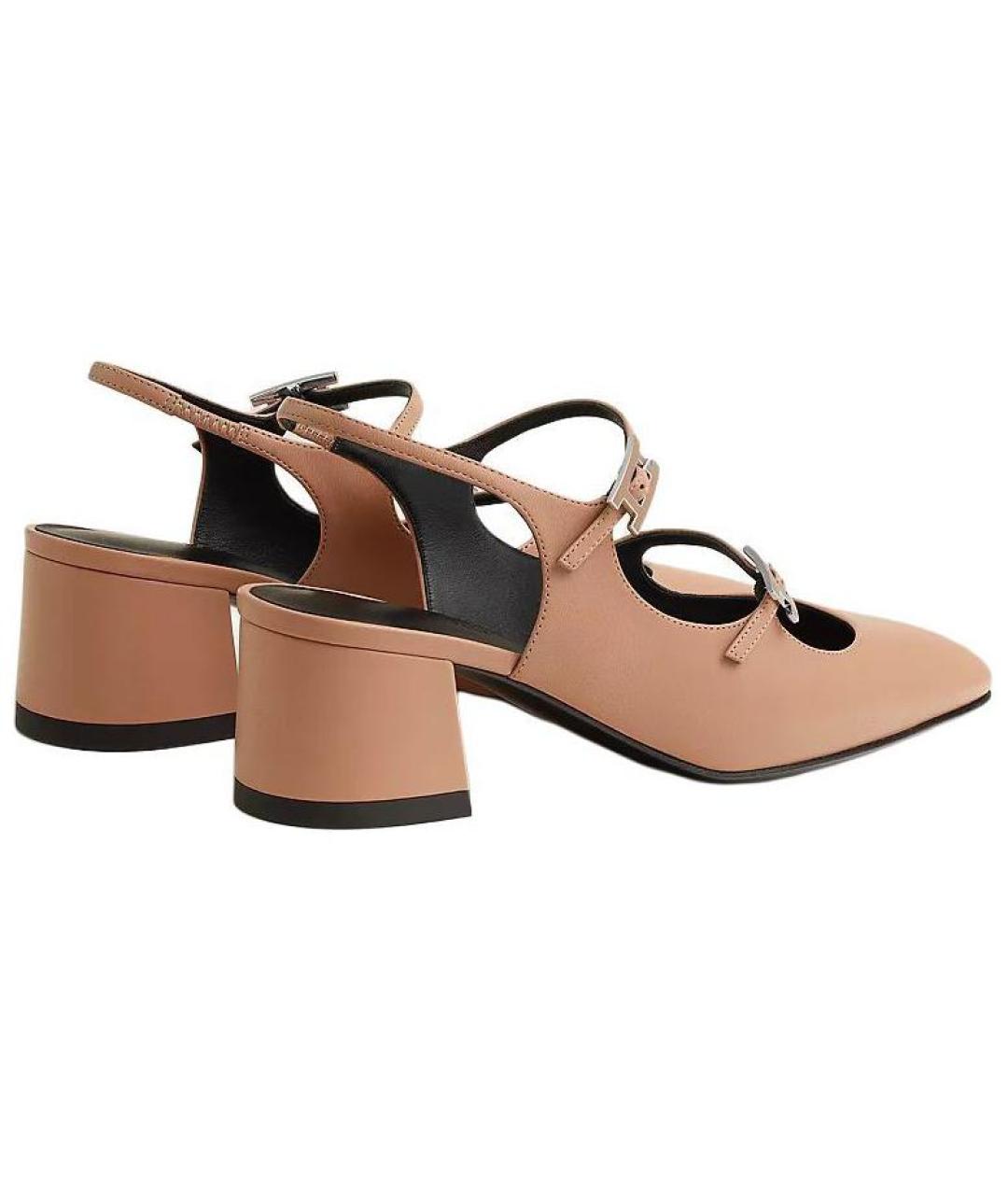 HERMES Бежевые кожаные туфли, фото 5