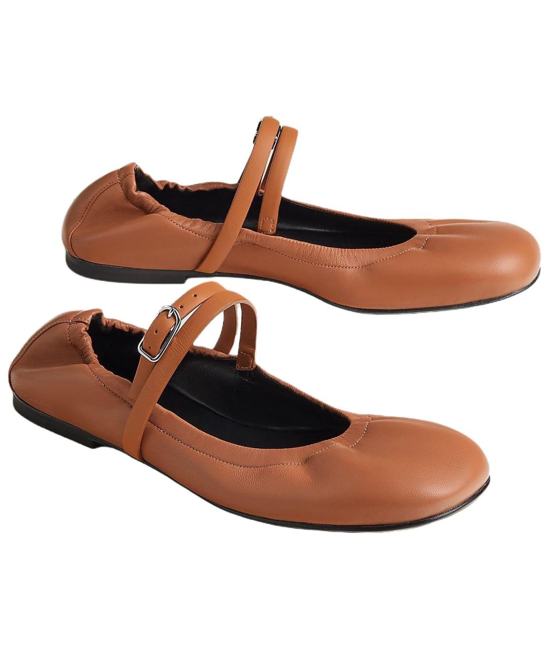 HERMES Коричневые кожаные туфли, фото 3