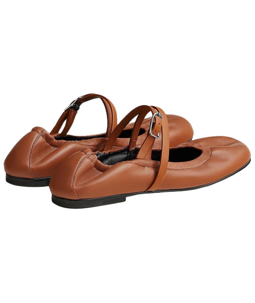 HERMES Коричневые кожаные туфли, фото 4