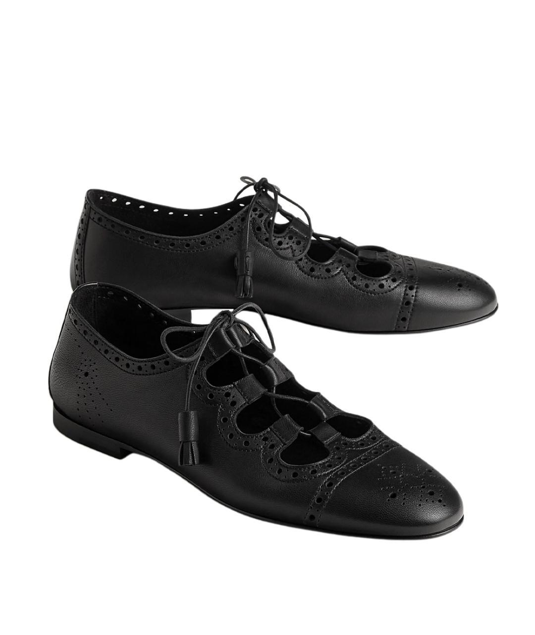 HERMES Черные кожаные туфли, фото 3