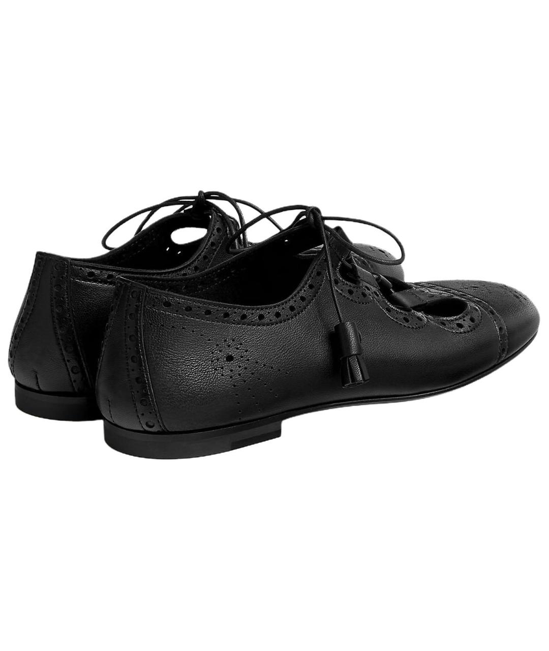 HERMES Черные кожаные туфли, фото 4