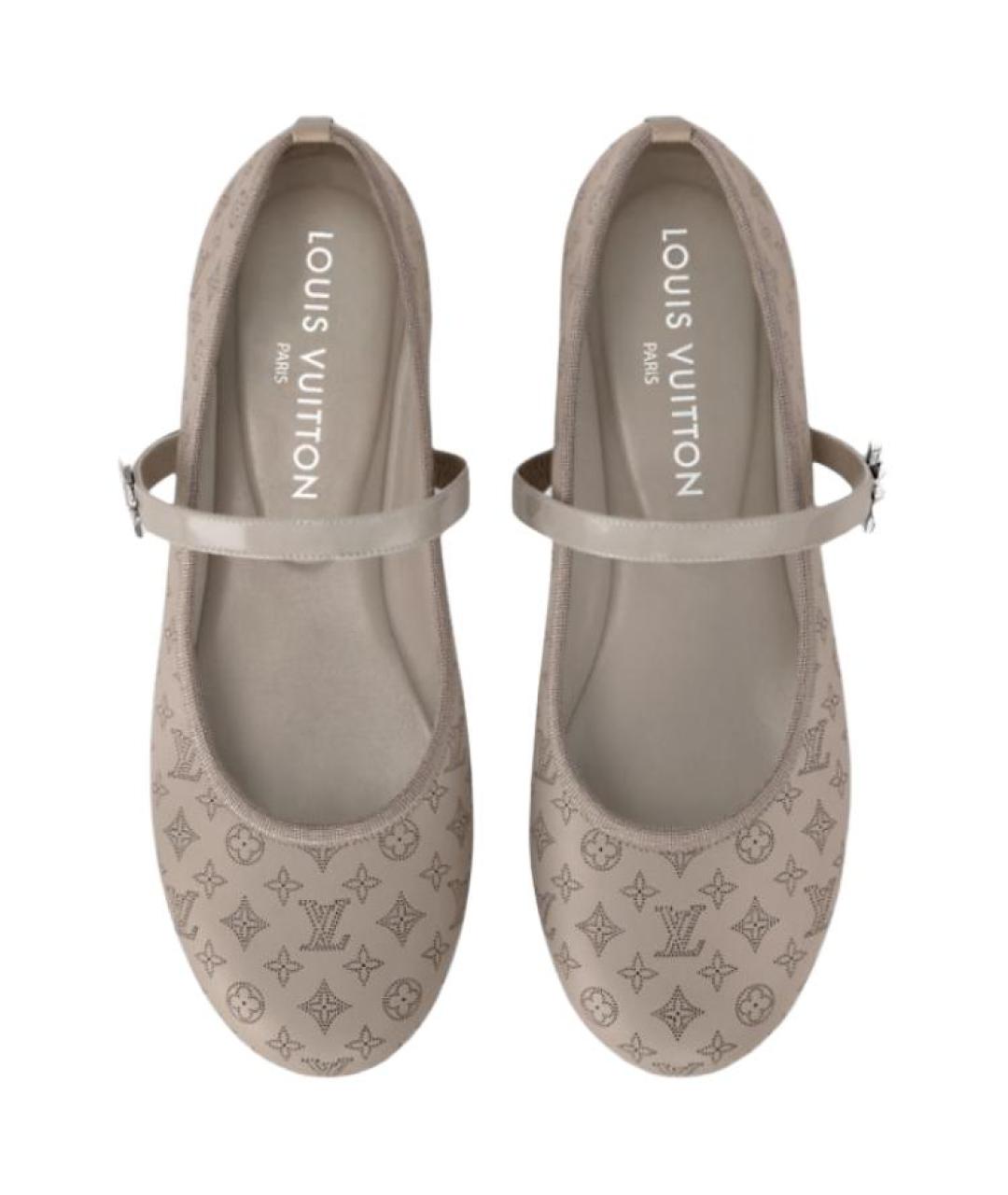 LOUIS VUITTON Серые кожаные балетки, фото 4