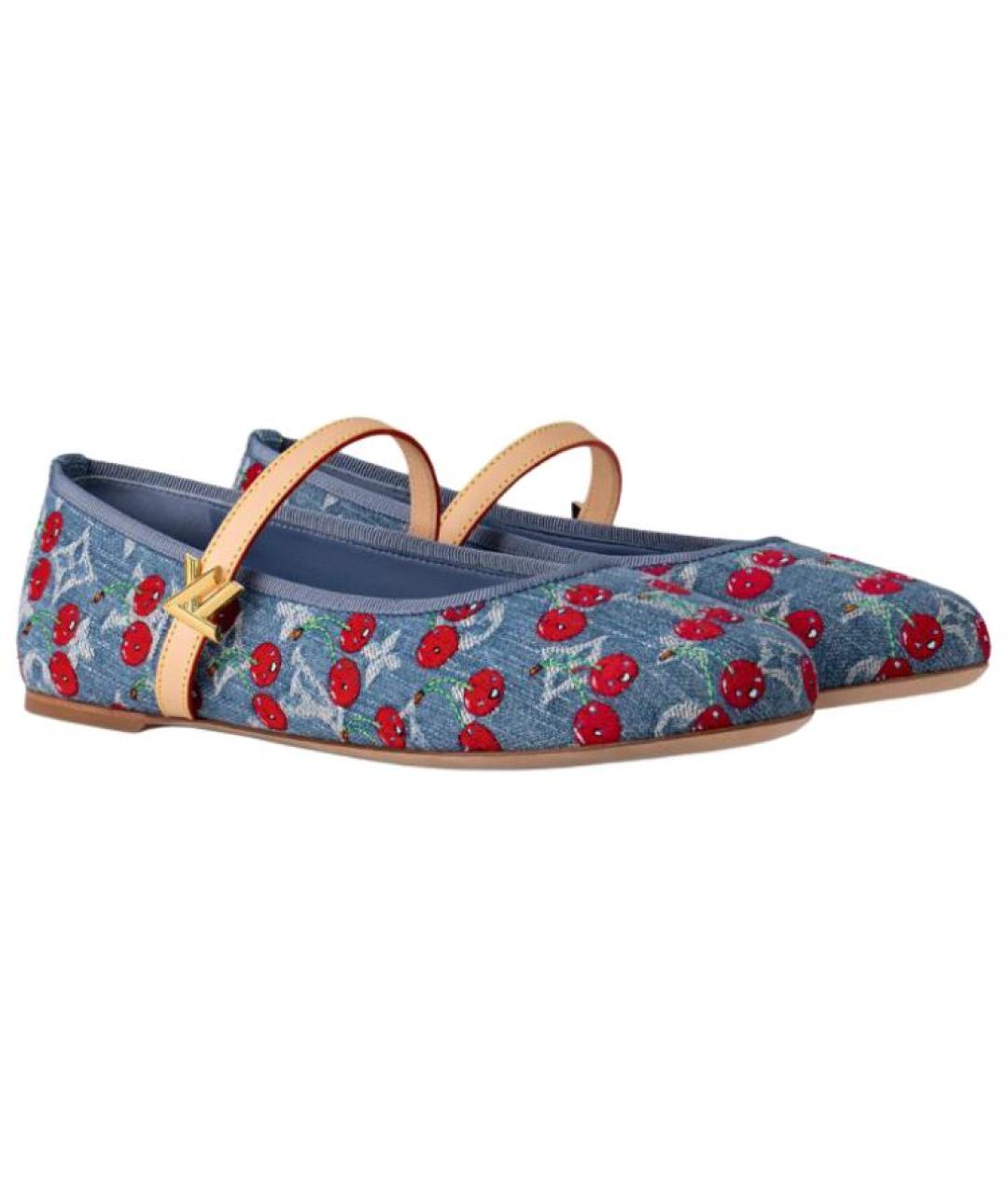 LOUIS VUITTON Голубые текстильные балетки, фото 3