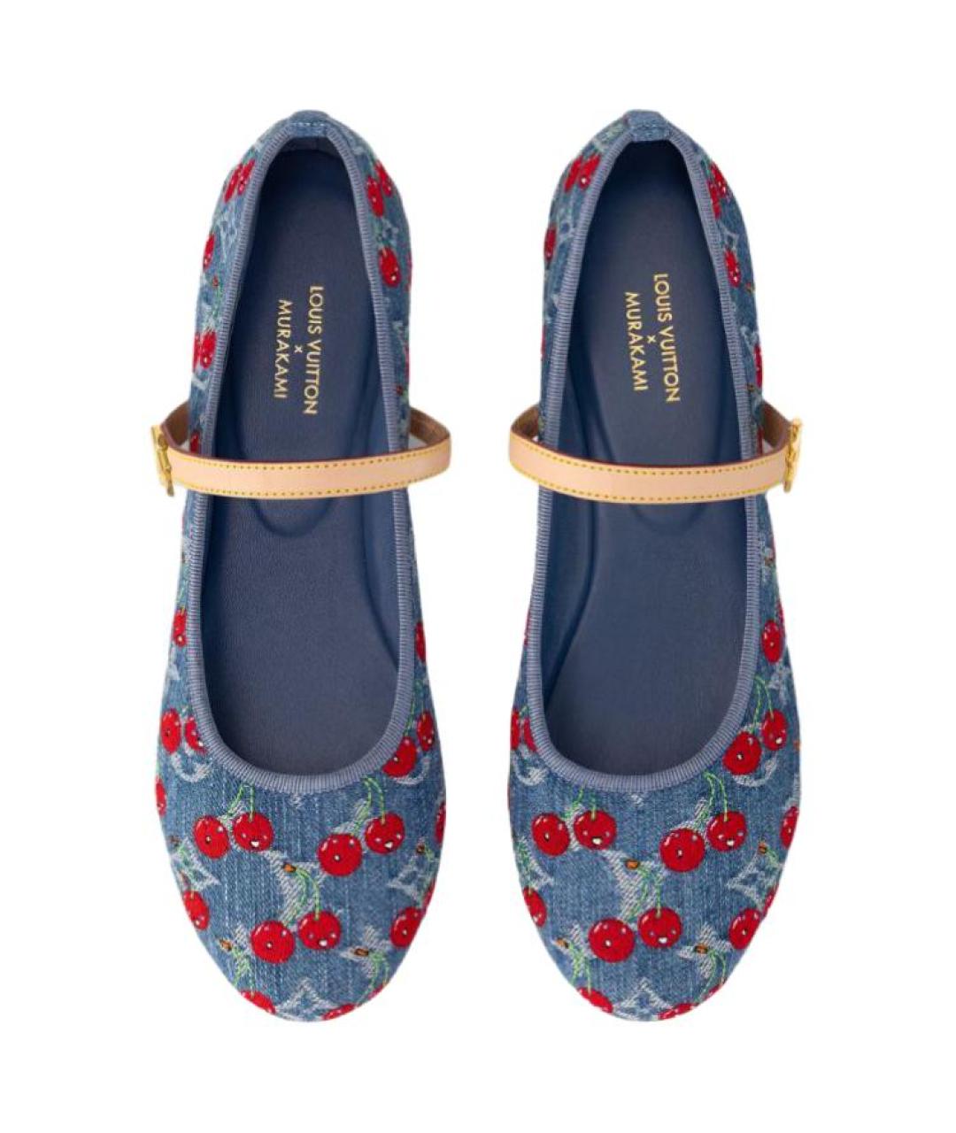 LOUIS VUITTON Голубые текстильные балетки, фото 4