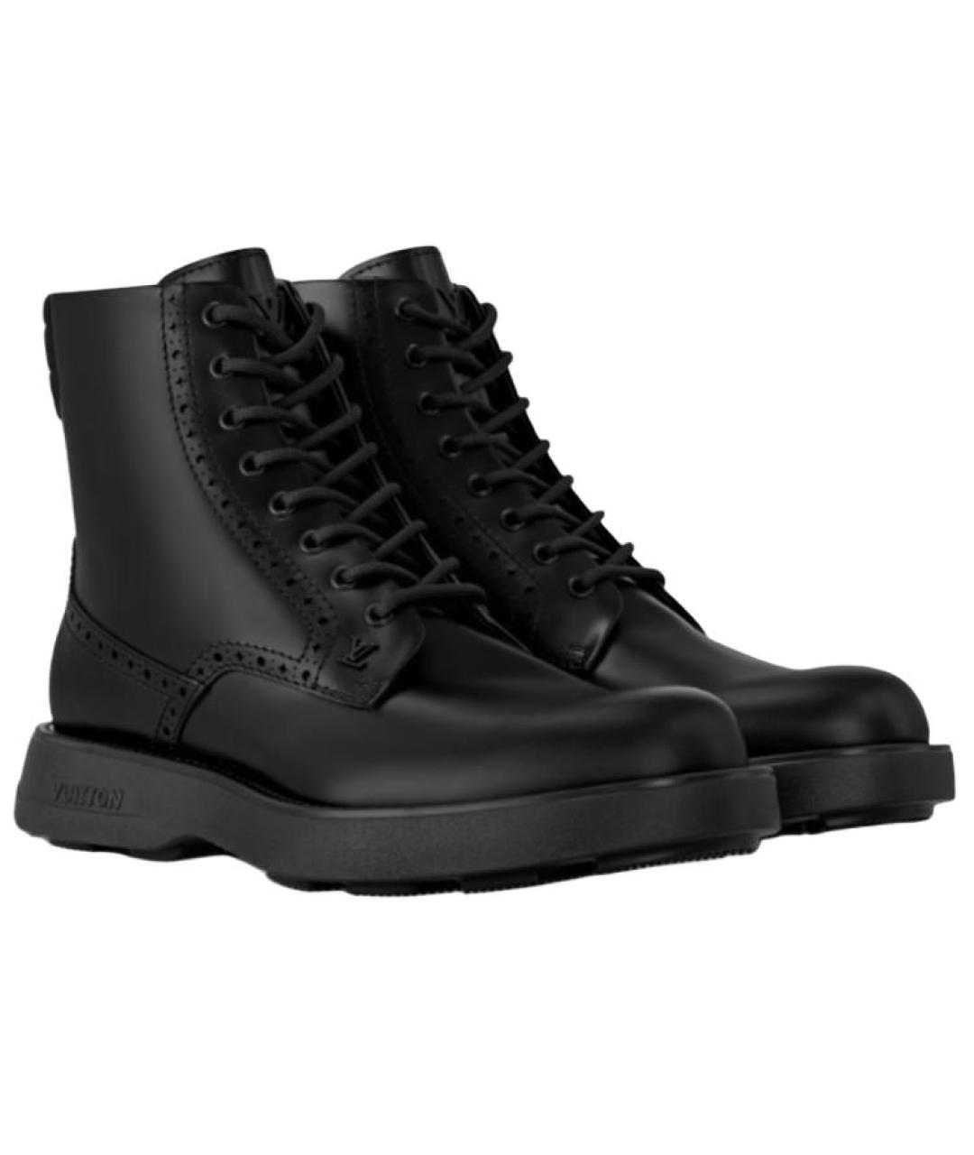 LOUIS VUITTON Черные кожаные высокие ботинки, фото 3