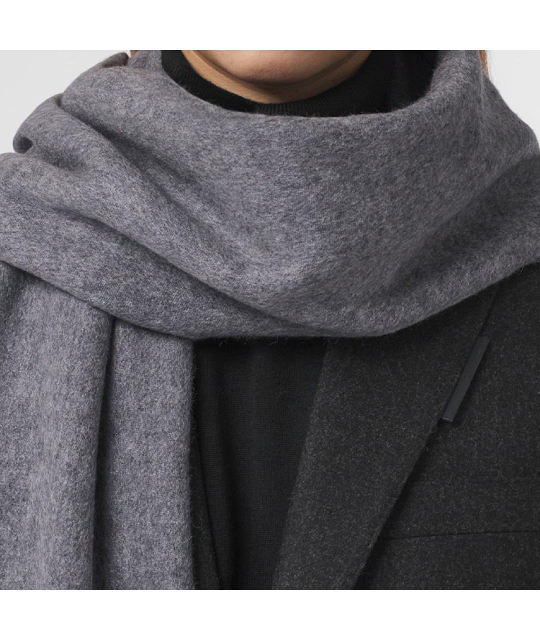 BURBERRY Серый кашемировый шарф, фото 2
