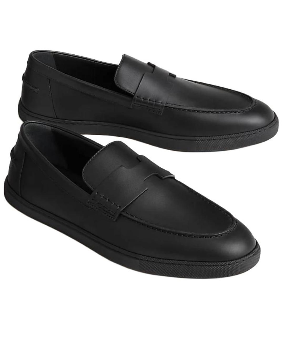 HERMES Черные кожаные лоферы, фото 3