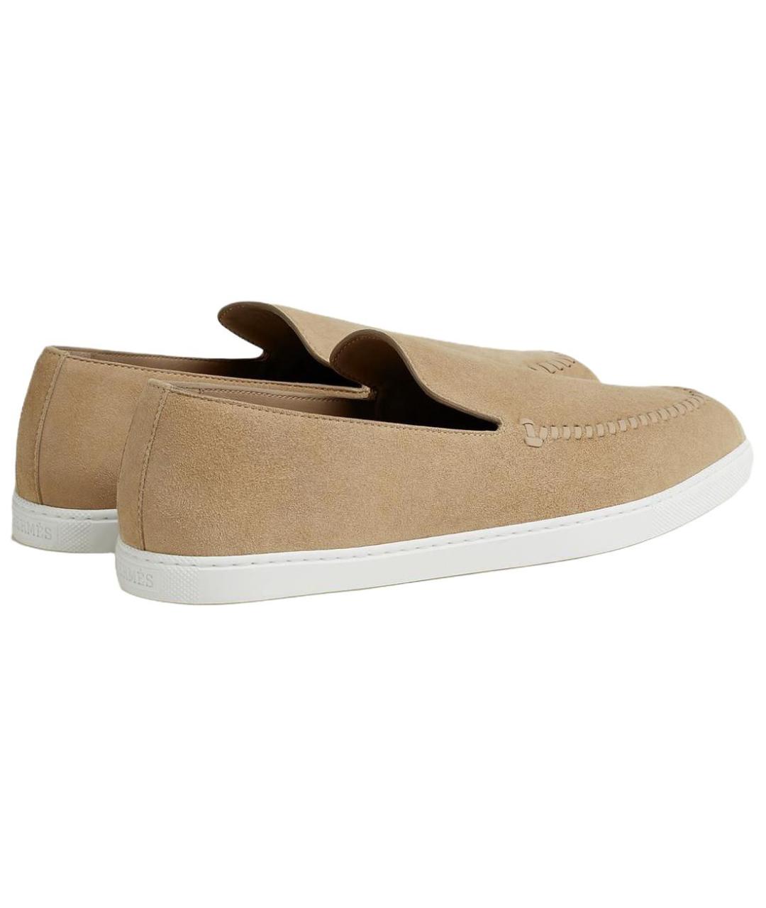 HERMES Бежевые замшевые лоферы, фото 4