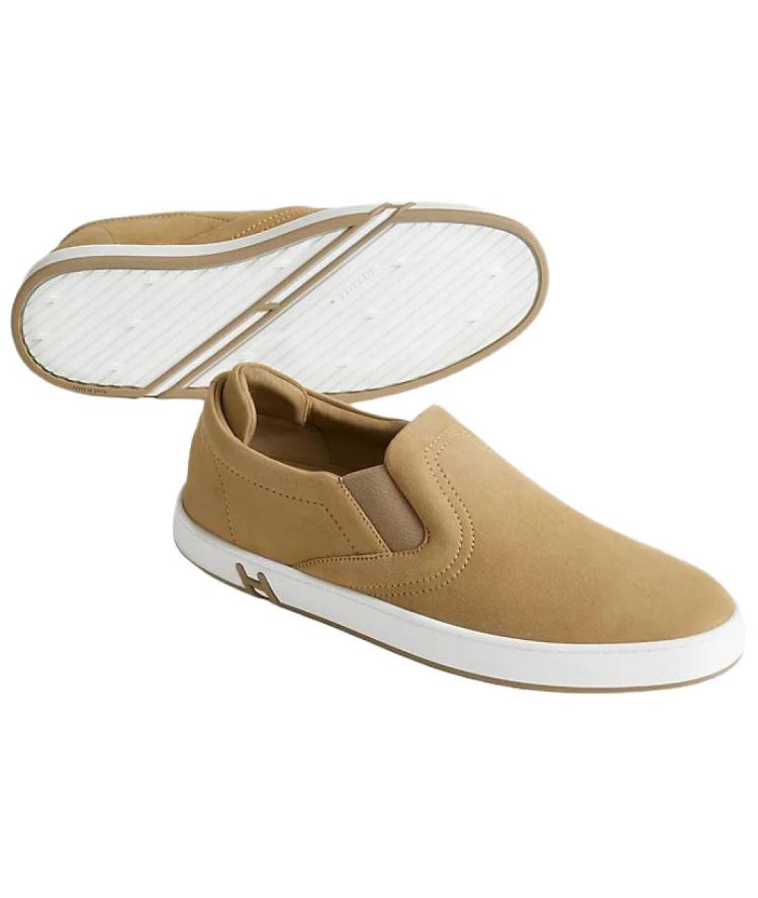 HERMES Бежевые замшевые лоферы, фото 4