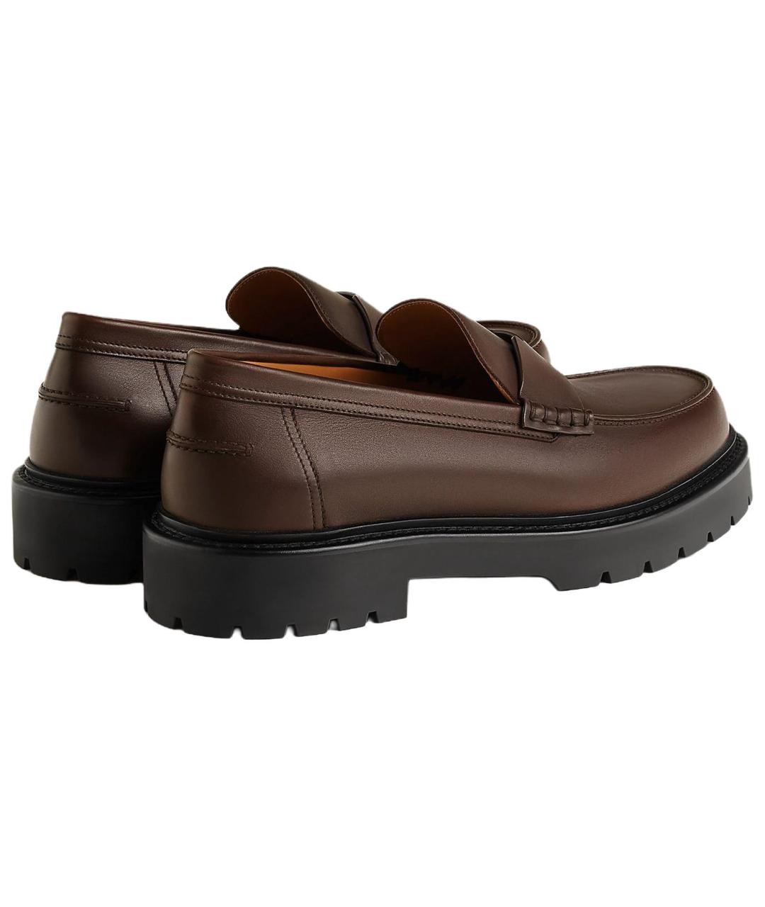 HERMES Коричневые кожаные лоферы, фото 4