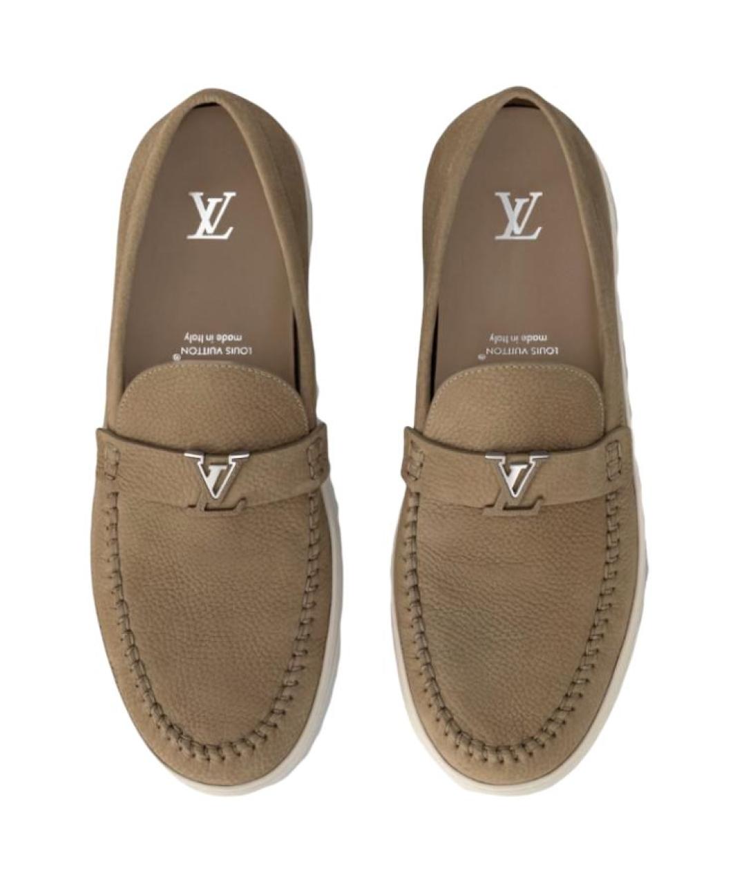 LOUIS VUITTON Бежевые кожаные лоферы, фото 4