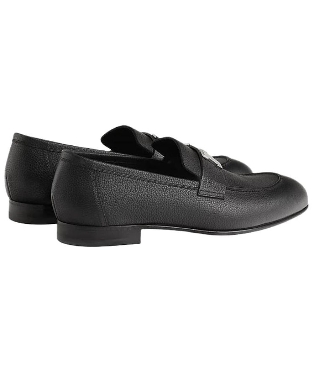 HERMES Черные кожаные лоферы, фото 3