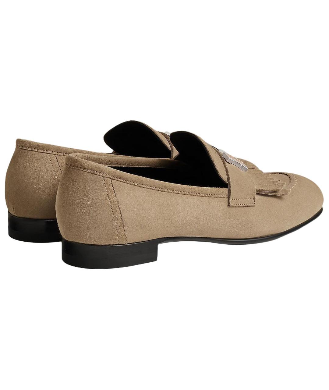 HERMES Бежевые замшевые кроссовки, фото 4