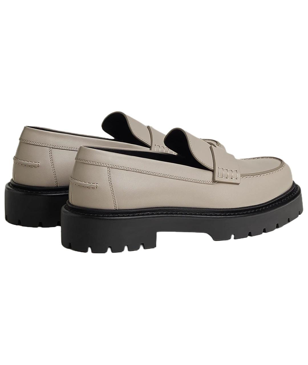 HERMES Серые кожаные лоферы, фото 4